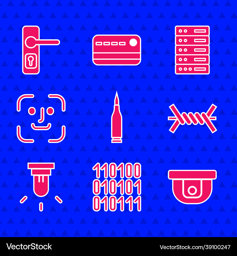 Set bullet binary code motion sensor barbed Set bullet binary code motion sensor barbed vector image