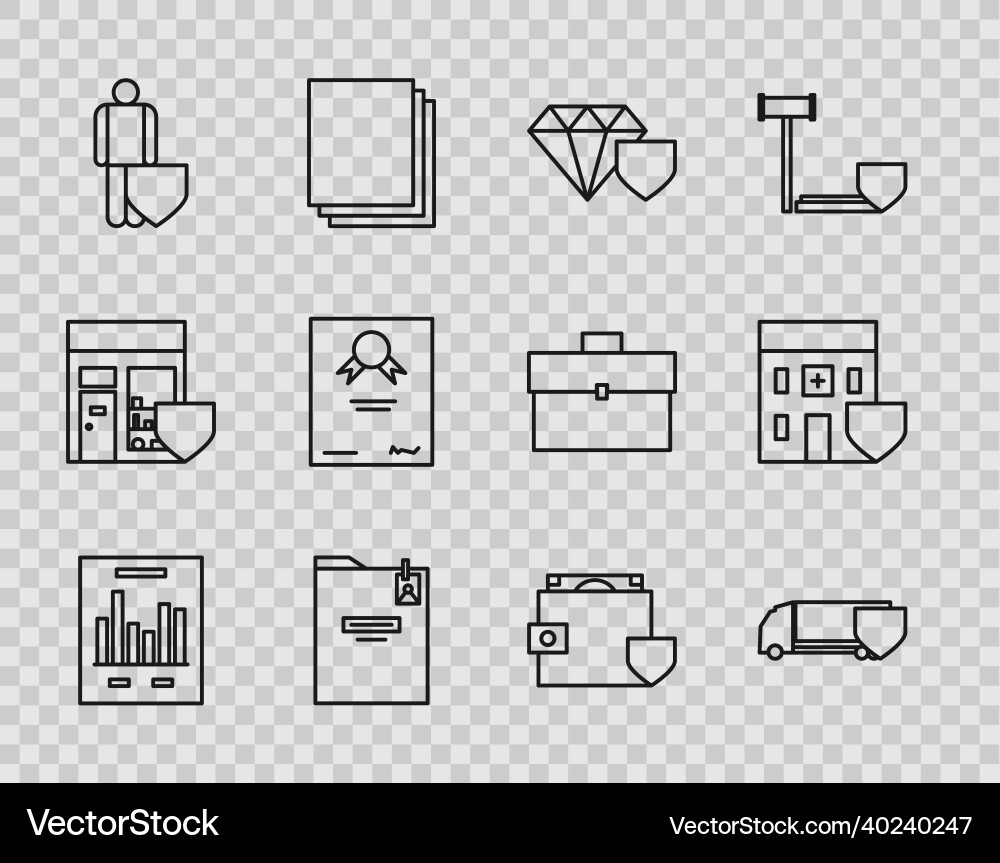 Set line document with graph chart delivery cargo Set line document with graph chart delivery cargo vector image