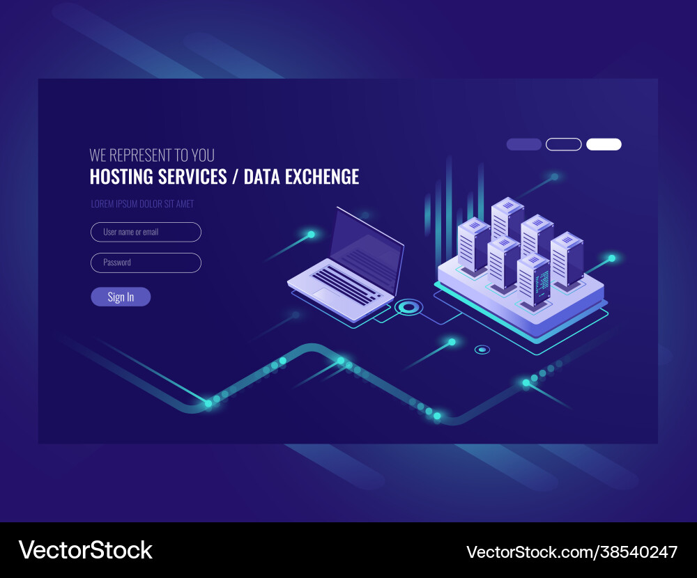 Web sites hosting services server room rack data Web sites hosting services server room rack data vector image