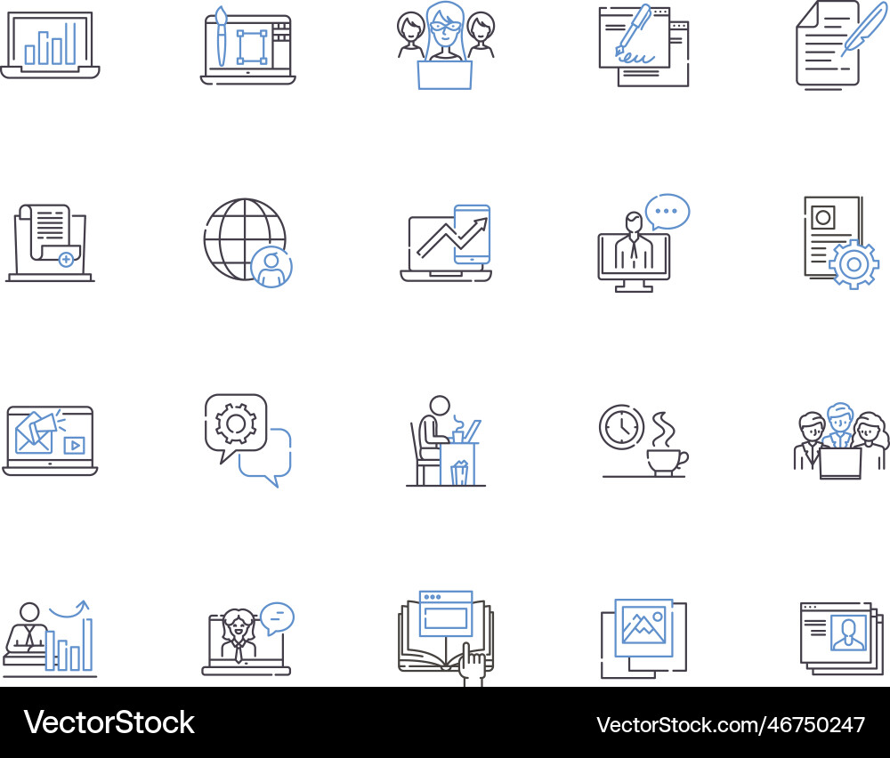 Workflow outline icons collection process Workflow outline icons collection process Vector Image