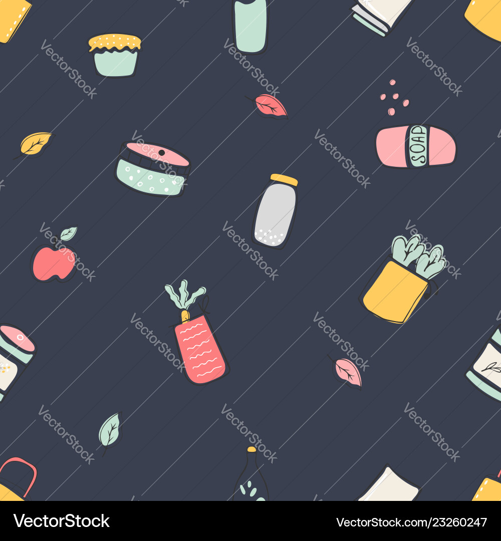Zero waste hand drawn with eco icons Zero waste hand drawn with eco icons vector image