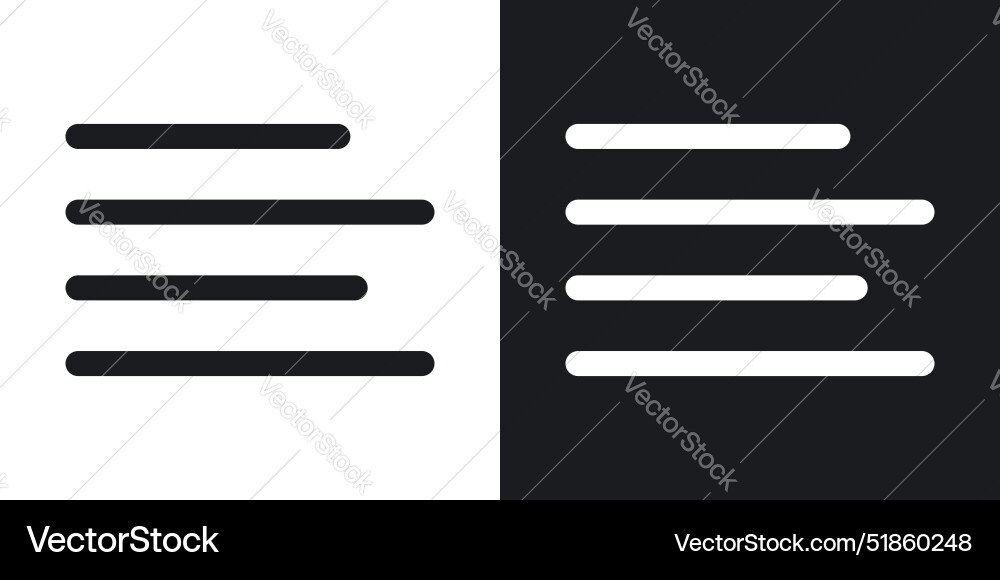 Align left liner and solid icon set in black color Vector Image
