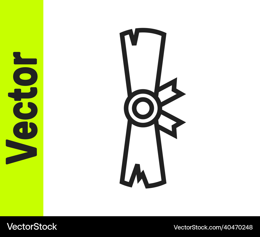 Black line ancient papyrus scroll icon isolated Black line ancient papyrus scroll icon isolated Vector Image