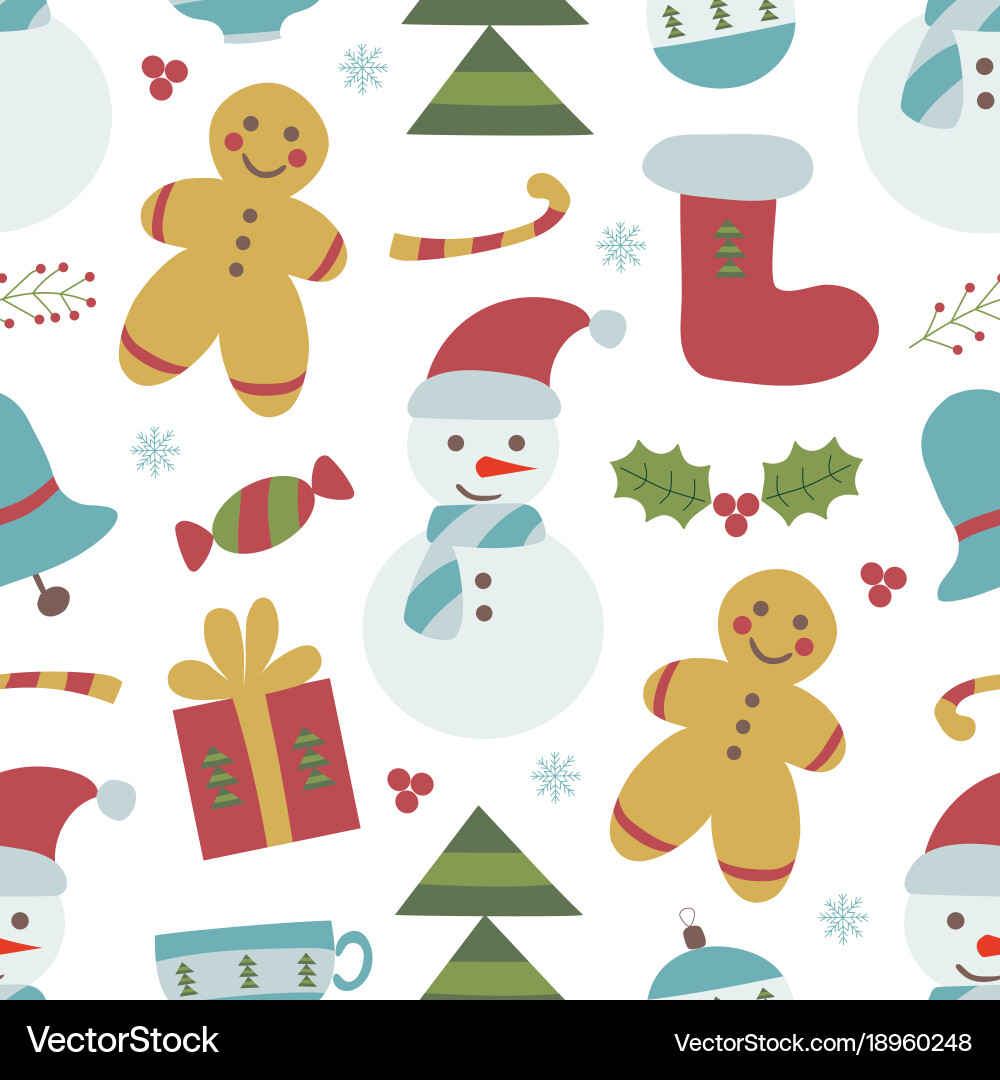 Charming Christmas Doodle Pattern Vector Image