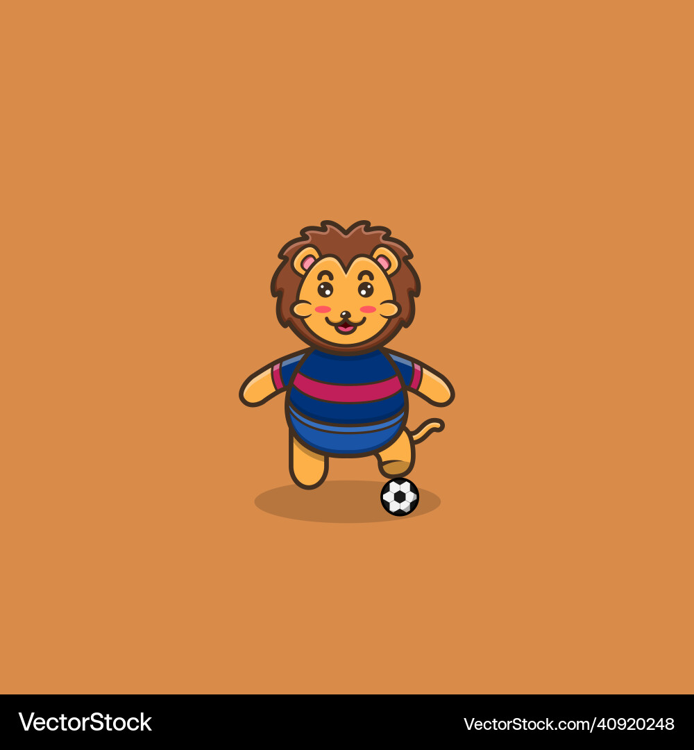 Cute baby lion football character mascot icon Cute baby lion football character mascot icon Vector Image