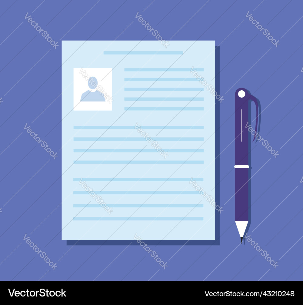 Document form paper list with pen Document form paper list with pen Vector Image