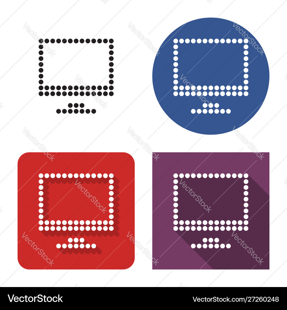 Dotted icon lcd monitor in four variants vector image