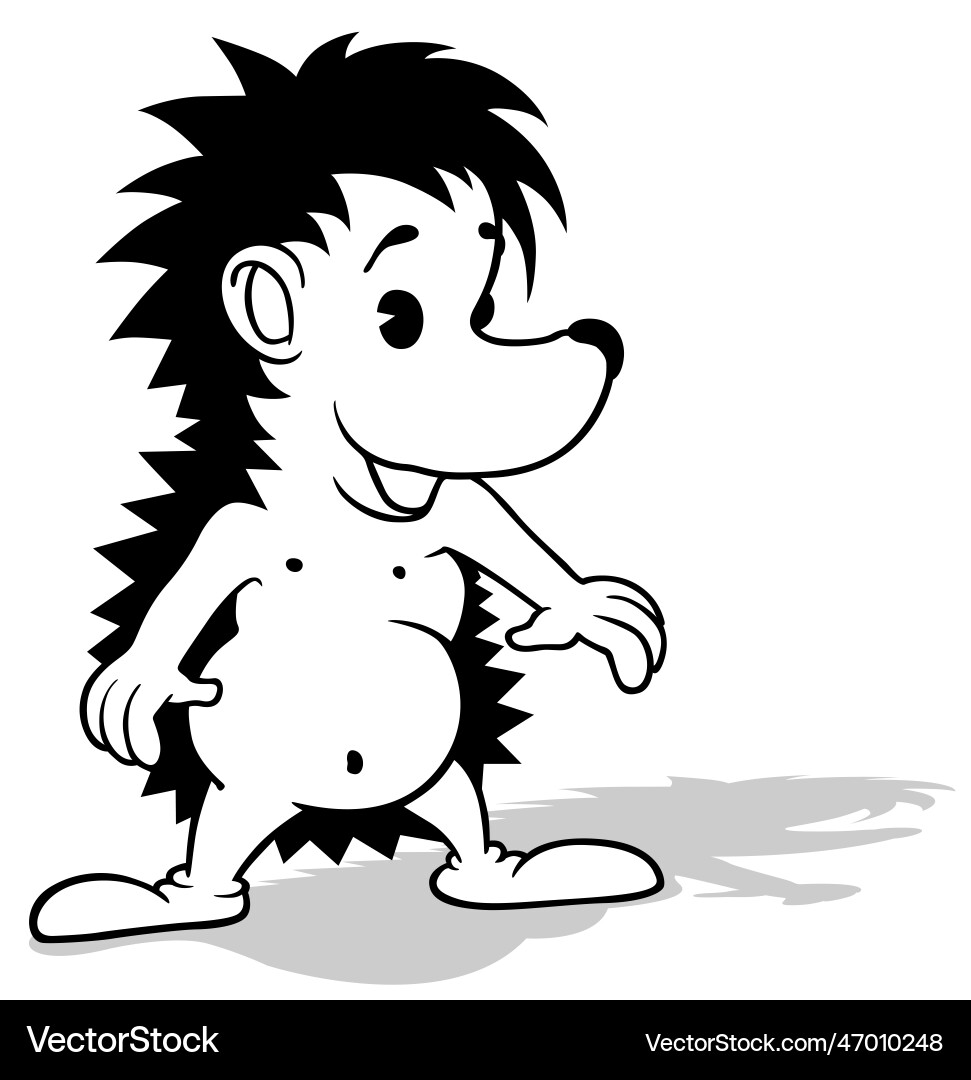 Drawing of a smiling cute hedgehog from front view Vector Image