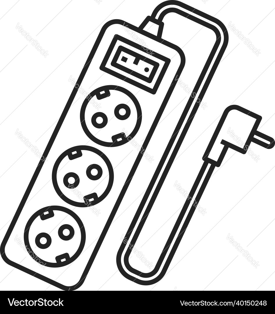 Electric Extension Cord with Multiple Sockets vector image