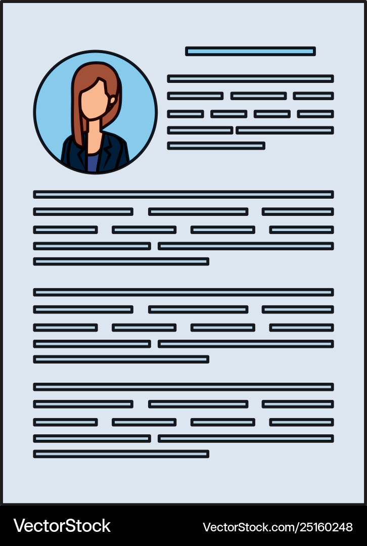 Female curriculum vitae document Royalty Free Vector Image