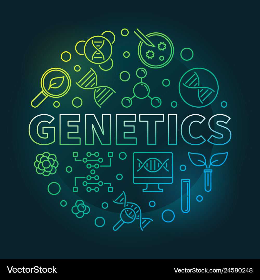 Genetics circular colored outline Royalty Free Vector Image