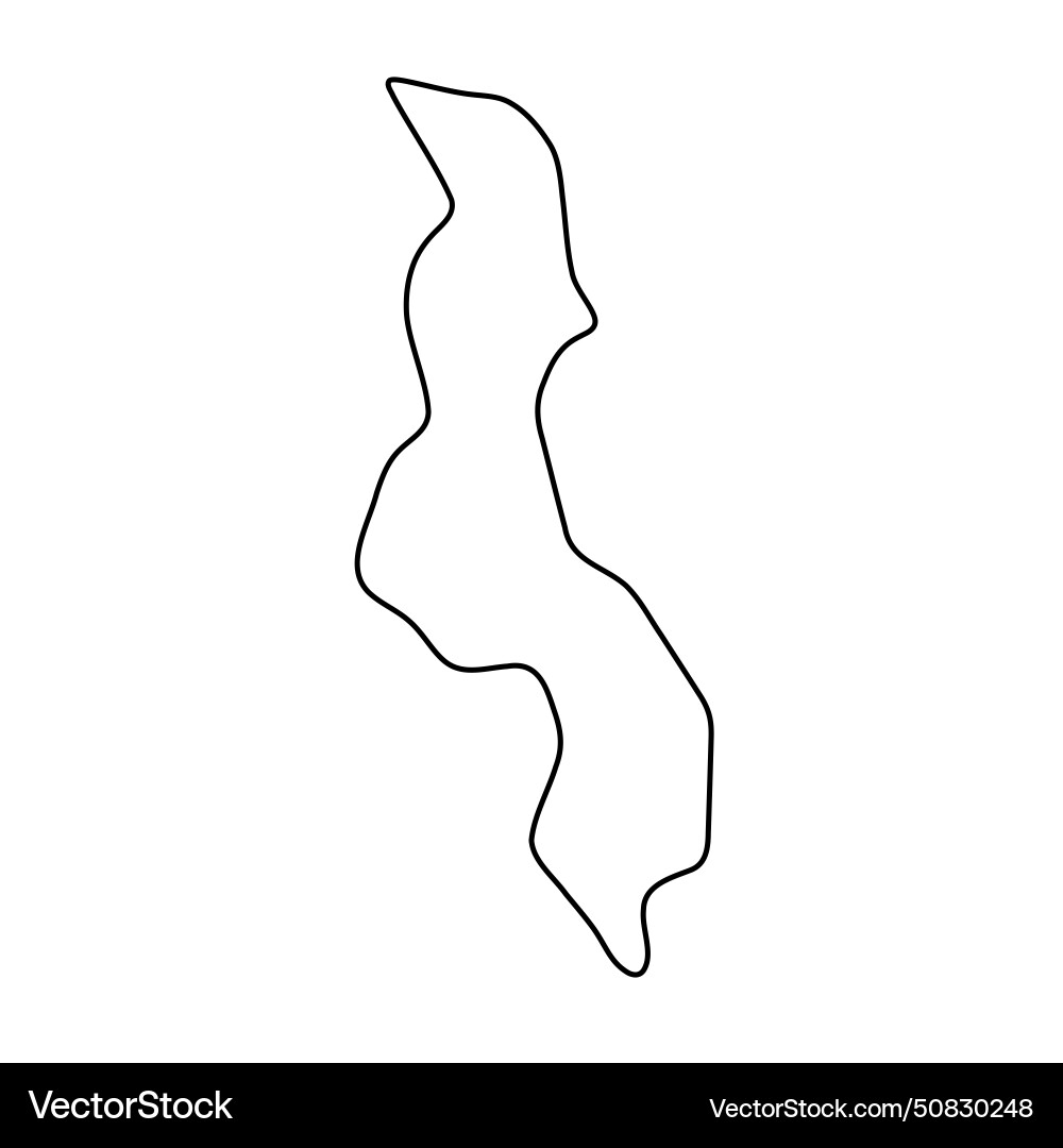 Malawi Simplified Outline Map Royalty Free Vector Image