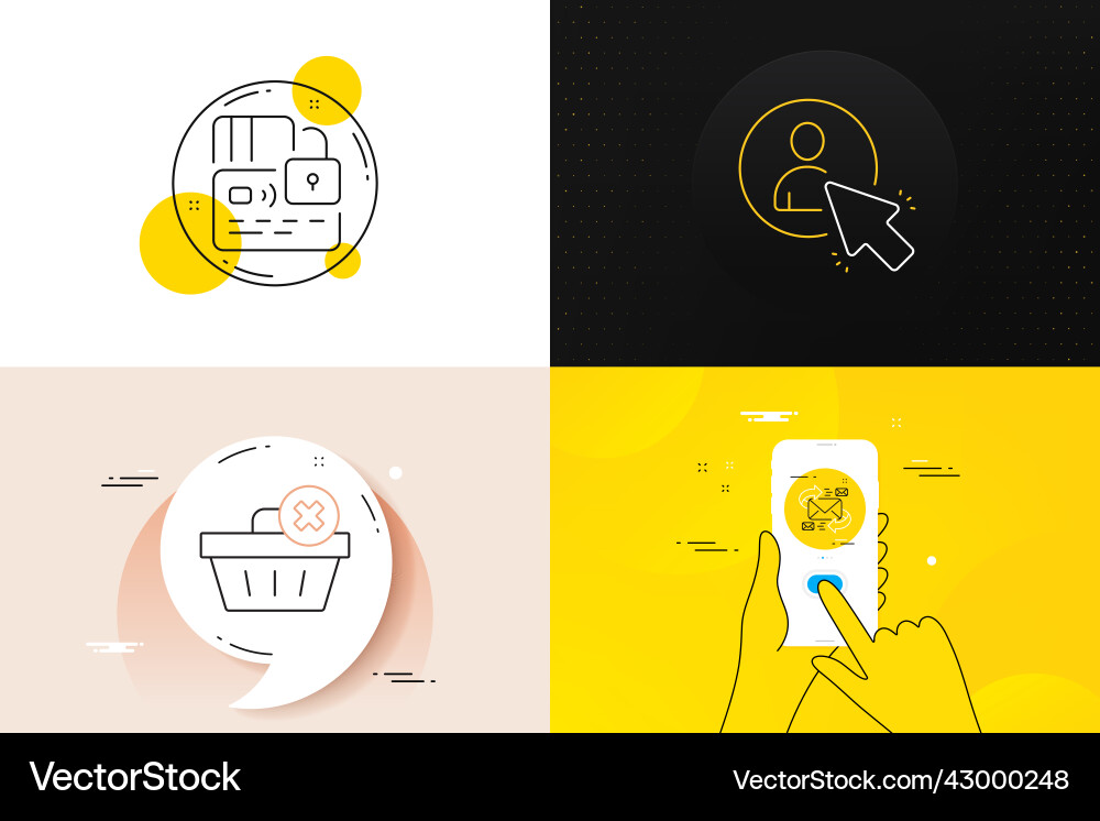 Minimal set of user e-mail and delete order line Minimal set of user e-mail and delete order line vector image