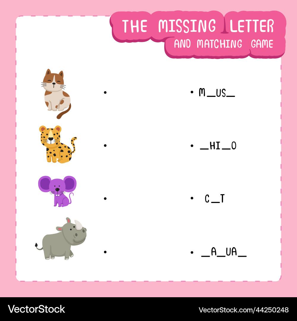 Missing letter and matching game Vector Image