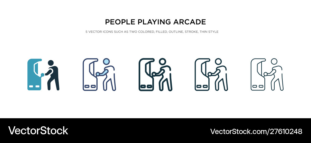 People playing arcade game icon in different People playing arcade game icon in different vector image