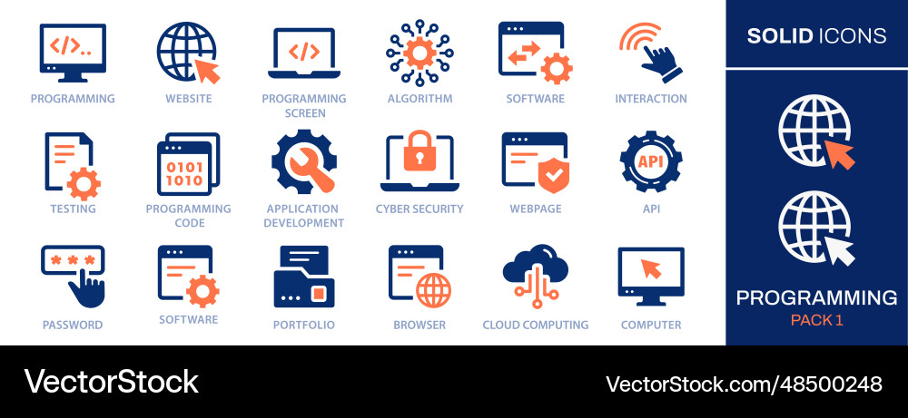 Programming icon set collection of software Programming icon set collection of software vector image