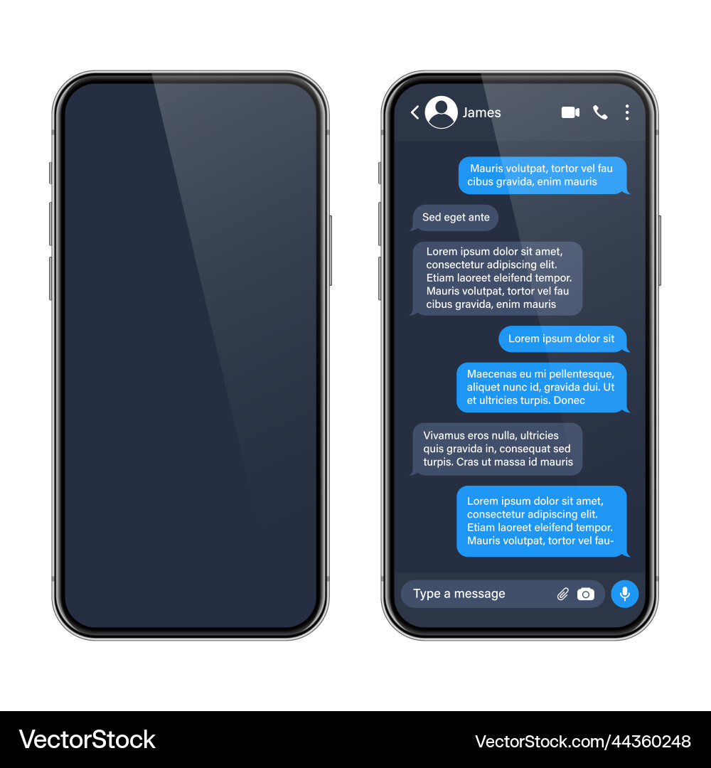 Realistic smartphone with messaging app sms text Vector Image