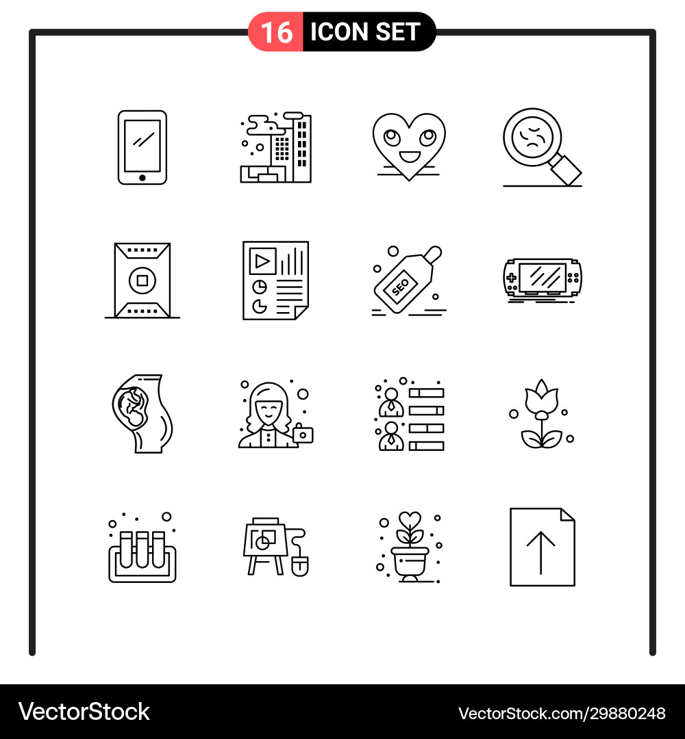 Set 16 line style icons for web and mobile Set 16 line style icons for web and mobile vector image