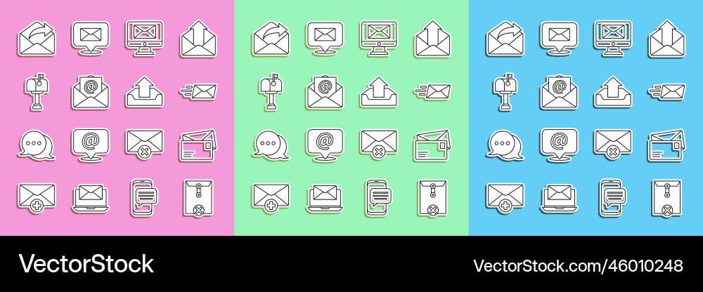 Set line delete envelope express Set line delete envelope express vector image