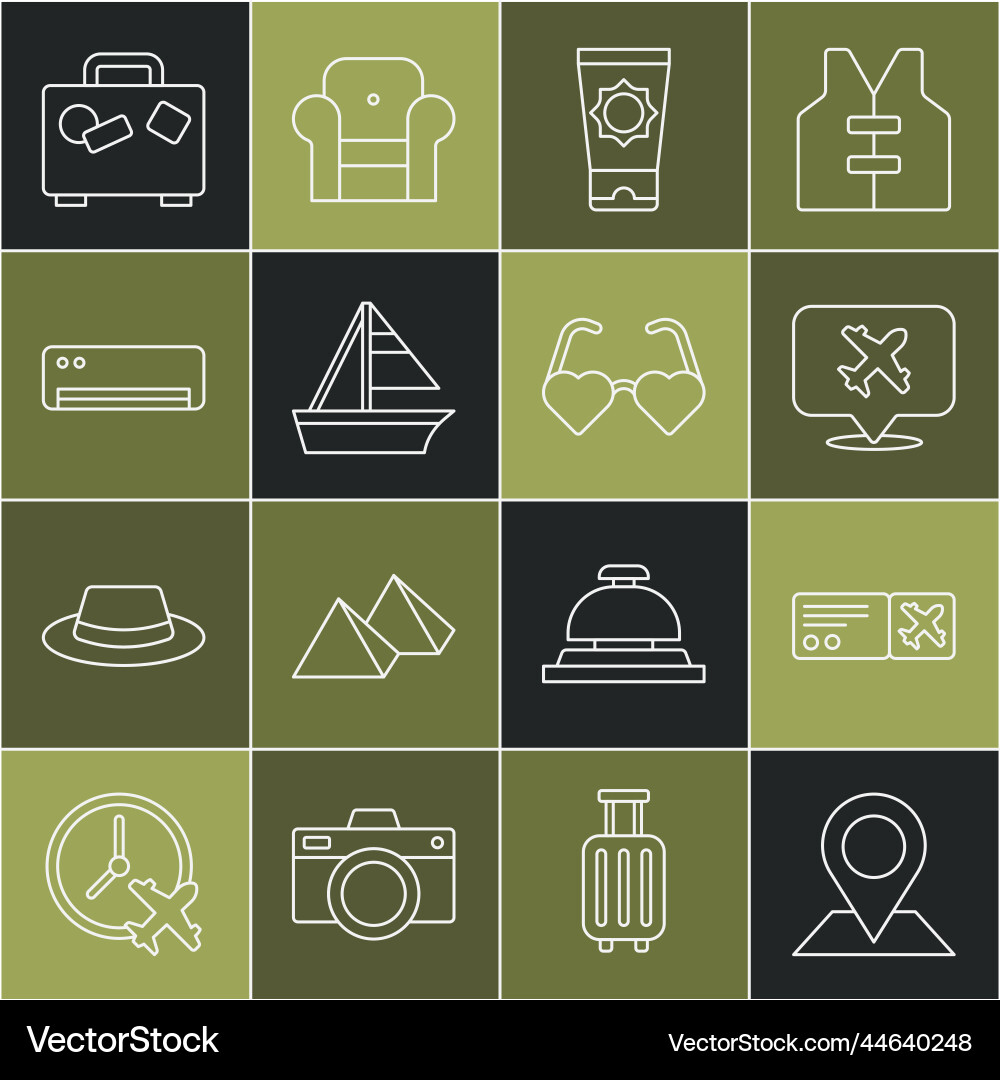 Set line location airline ticket speech bubble Set line location airline ticket speech bubble vector image