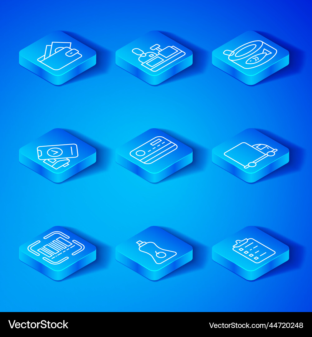 Set line scanner scanning bar code credit card Set line scanner scanning bar code credit card vector image