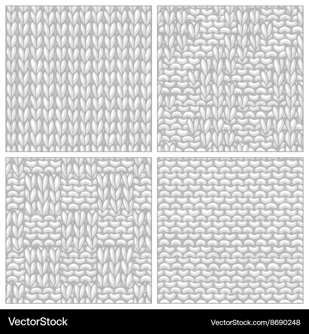 Set of various knitting patterns vector image
