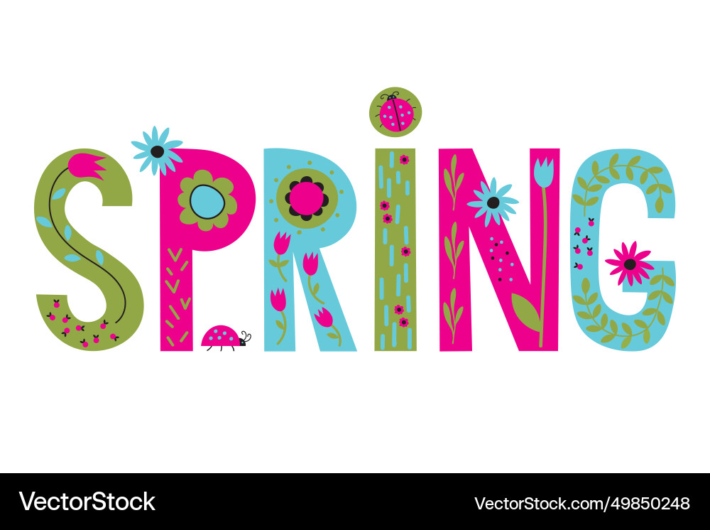 Spring text phrase hand drawn in trend style Vector Image