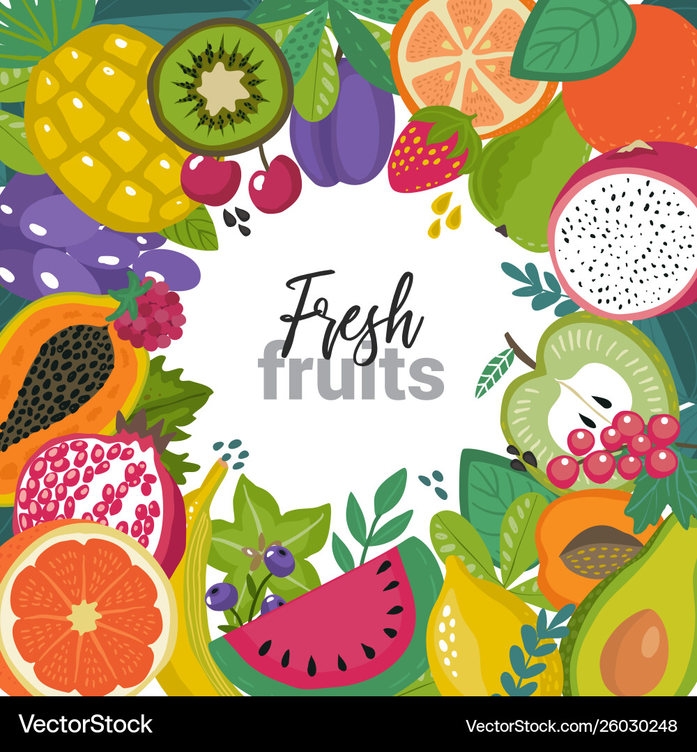 Tropical Fruit Frame Royalty Free Vector Image