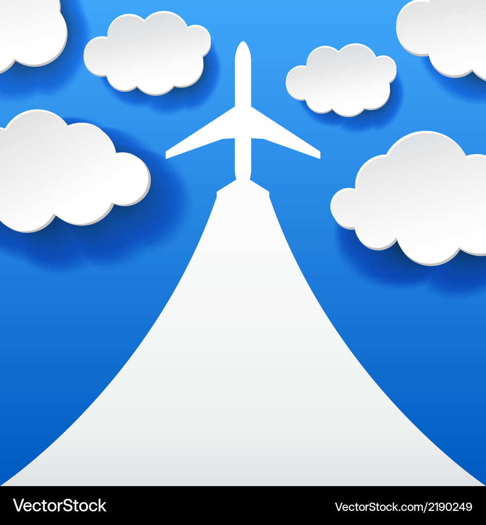 Abstract background with airplane and clouds Vector Image