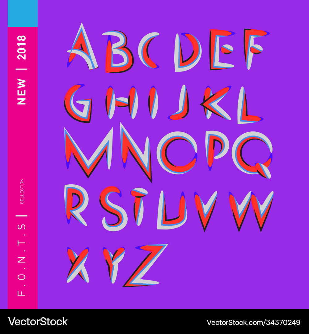 Abstract colorful font and alphabet vector image