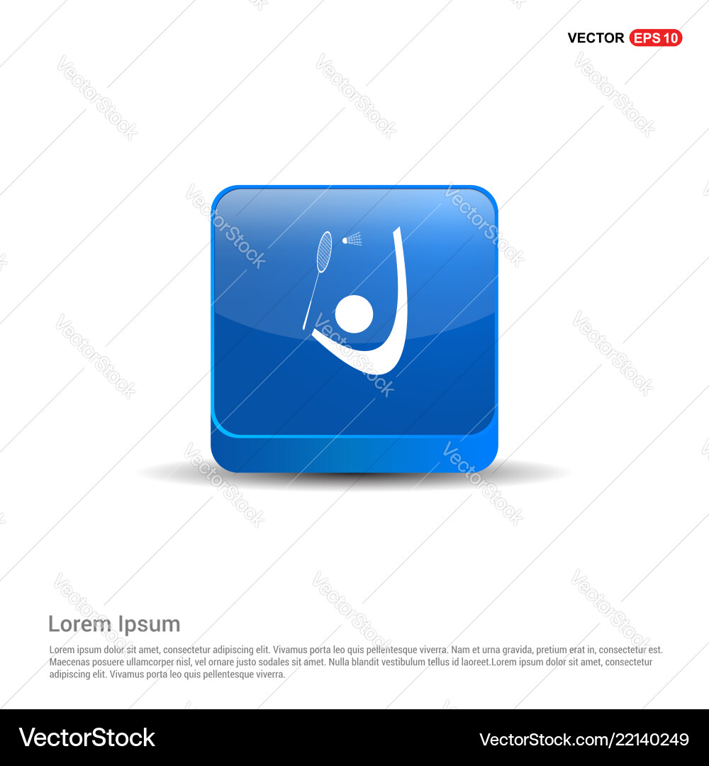 Bedminton Player Symbol - 3d blau Taste Bedminton Player Symbol - 3d blau Taste vektorbild