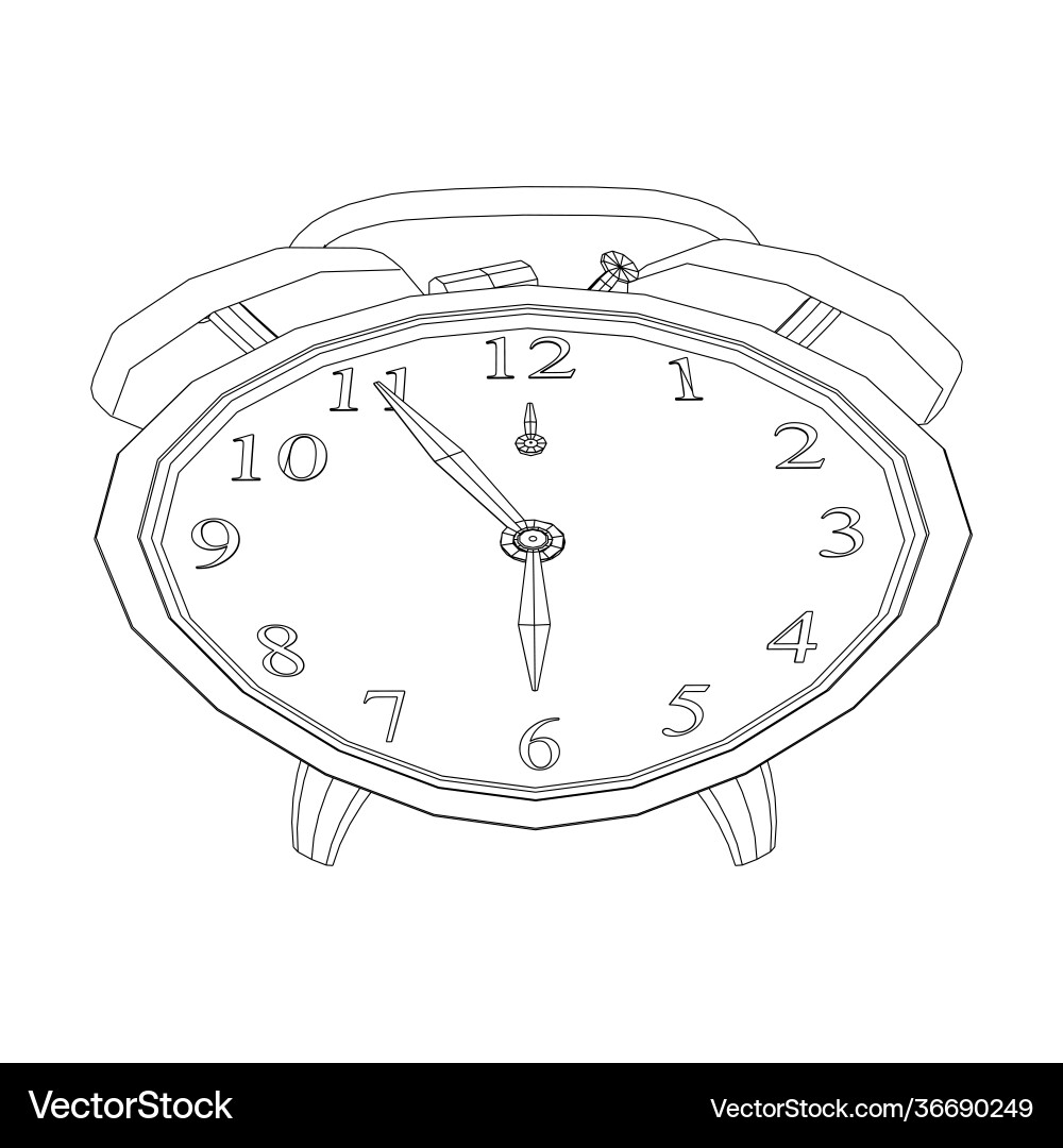 Contour a table clock with an alarm Vector Image