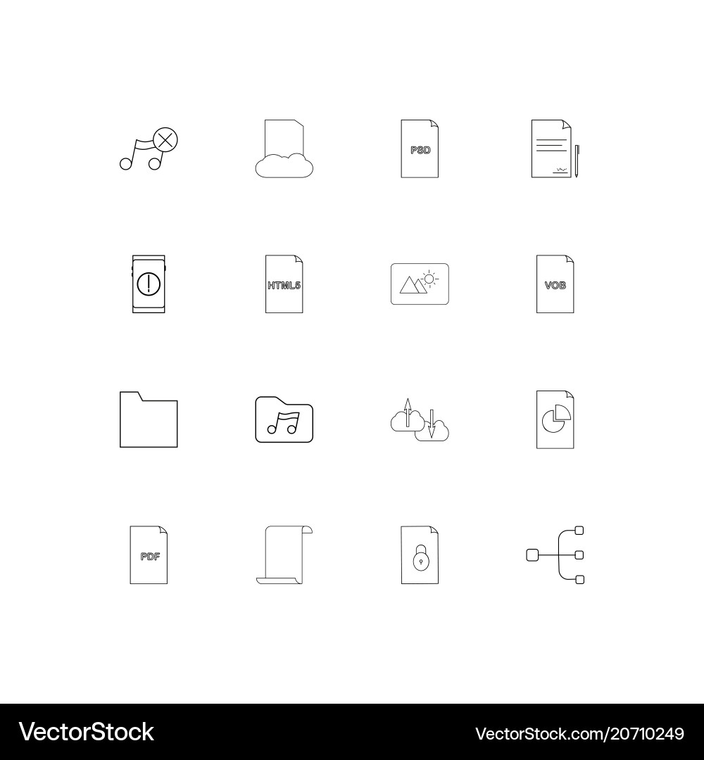 Dateien und Ordner unterschreiben einfache lineare Symbole Set vektorbild