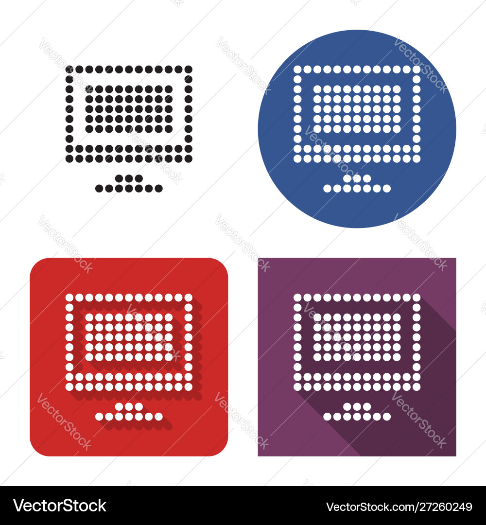 Dotted icon lcd monitor in four variants vector image