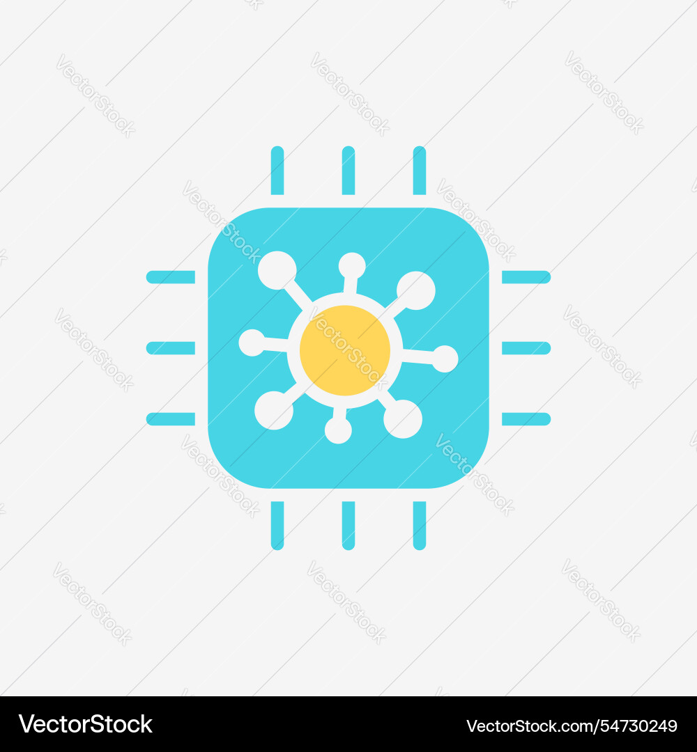 Flat icon cpu chip micro processor with virus vector image