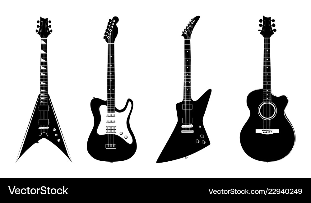 Gitarre Silhouettes - Akustik und Elektro vektorbild