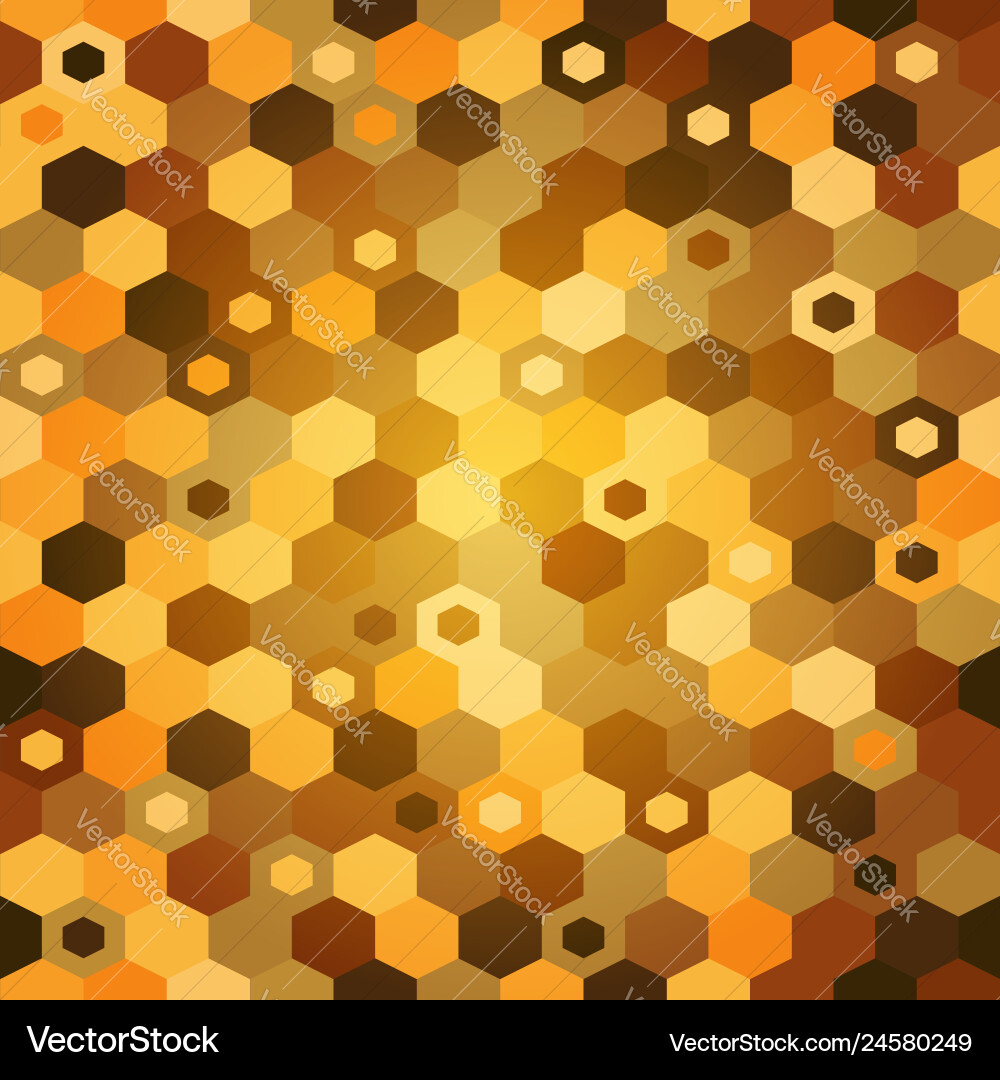 Golden seamless pattern with multicolored hexagons Golden seamless pattern with multicolored hexagons Vector Image