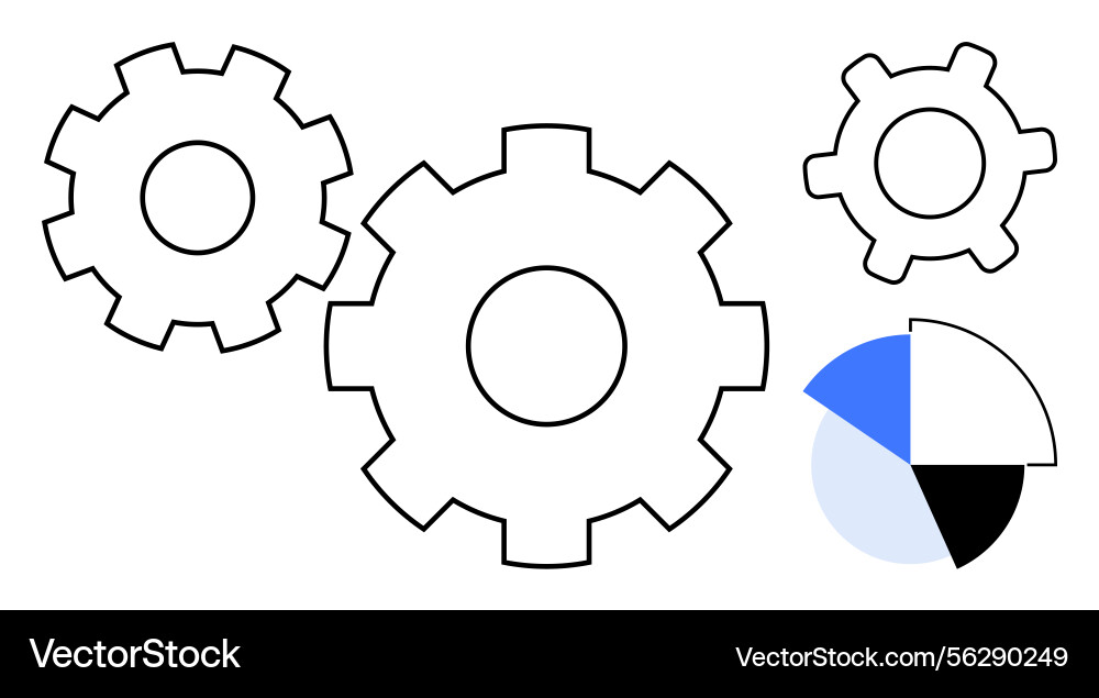 Interconnected gears with circular graph Vector Image