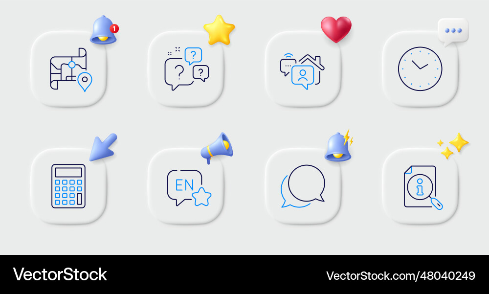 Map chat message and search line icons for web Map chat message and search line icons for web Vector Image