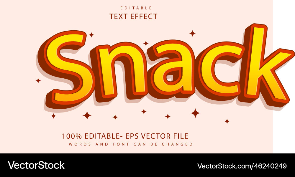 Minimal 3d word snack editable text effect design Minimal 3d word snack editable text effect design vector image