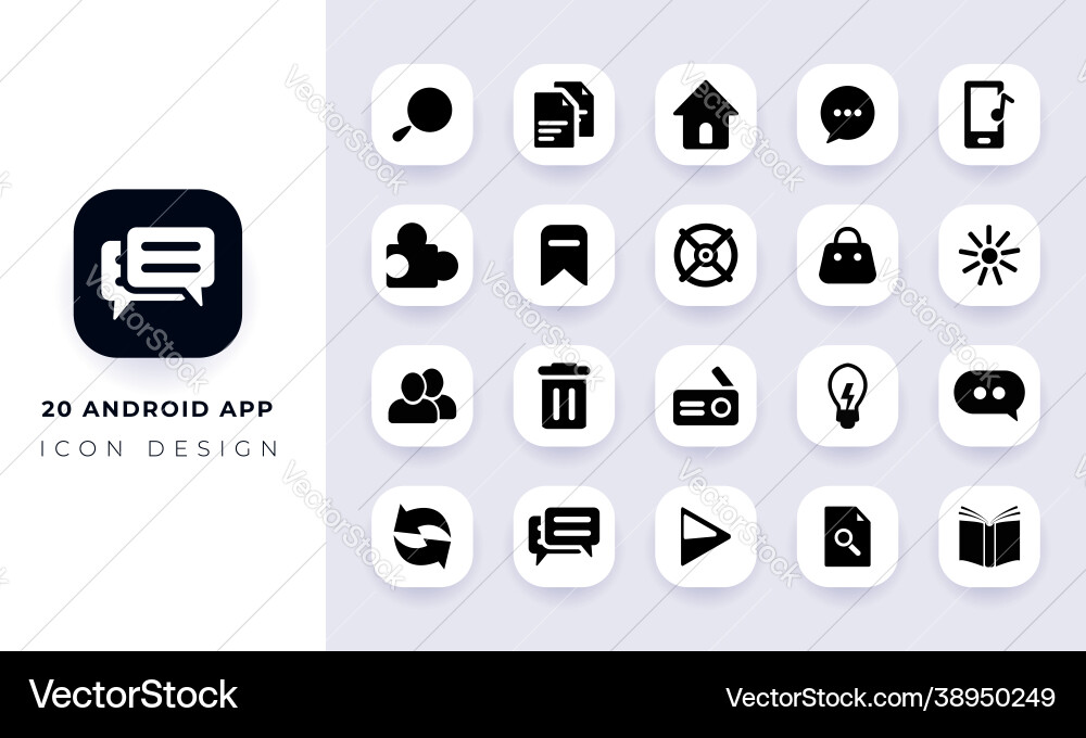 Minimal flat android app icon pack Vector Image