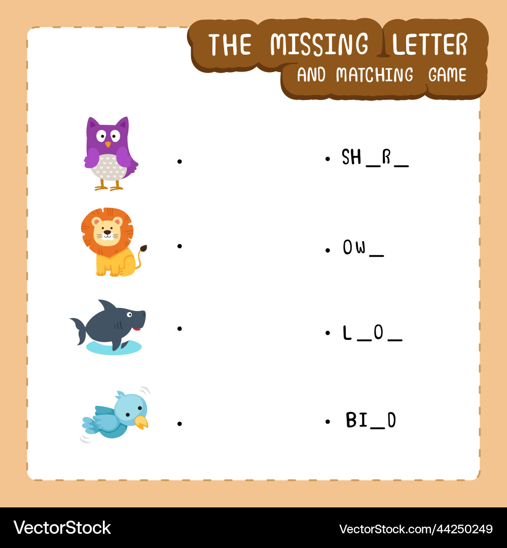 Missing letter and matching game Missing letter and matching game vector image