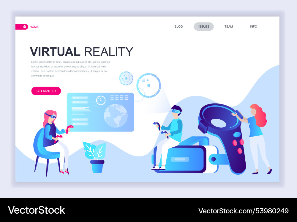 Modern flat web page design template of virtual Modern flat web page design template of virtual Vector Image