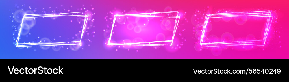 Neon rectangular frame with shining effects vector image
