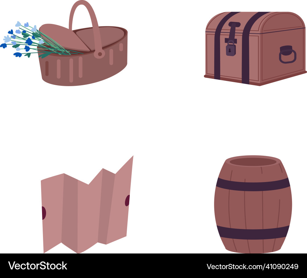 Quest attributes flat color object set Quest attributes flat color object set vector image