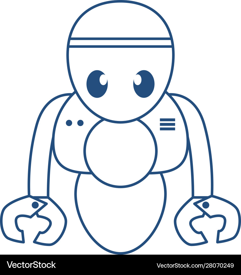 Robot with two hands line style icon vector image