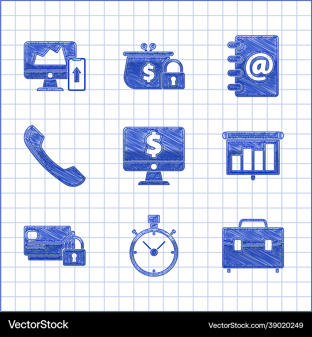 Set computer monitor with dollar symbol schedule Set computer monitor with dollar symbol schedule vector image
