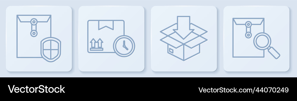 Set line envelope with shield cardboard box Set line envelope with shield cardboard box vector image