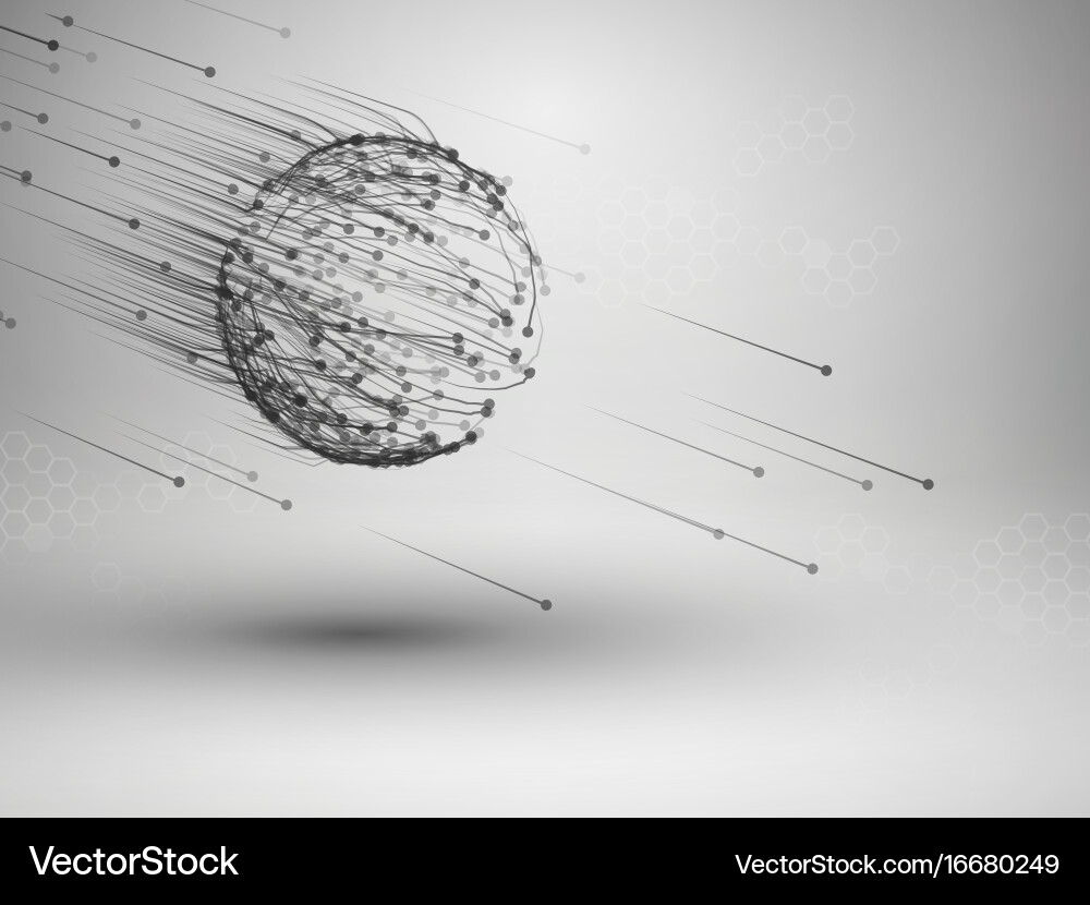 Sphere with connected lines and dots wireframe vector image