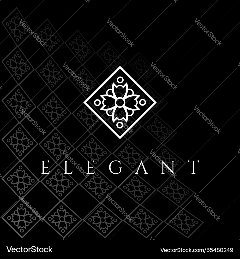 Square elegant luxury flower line pattern logo Square elegant luxury flower line pattern logo vector image